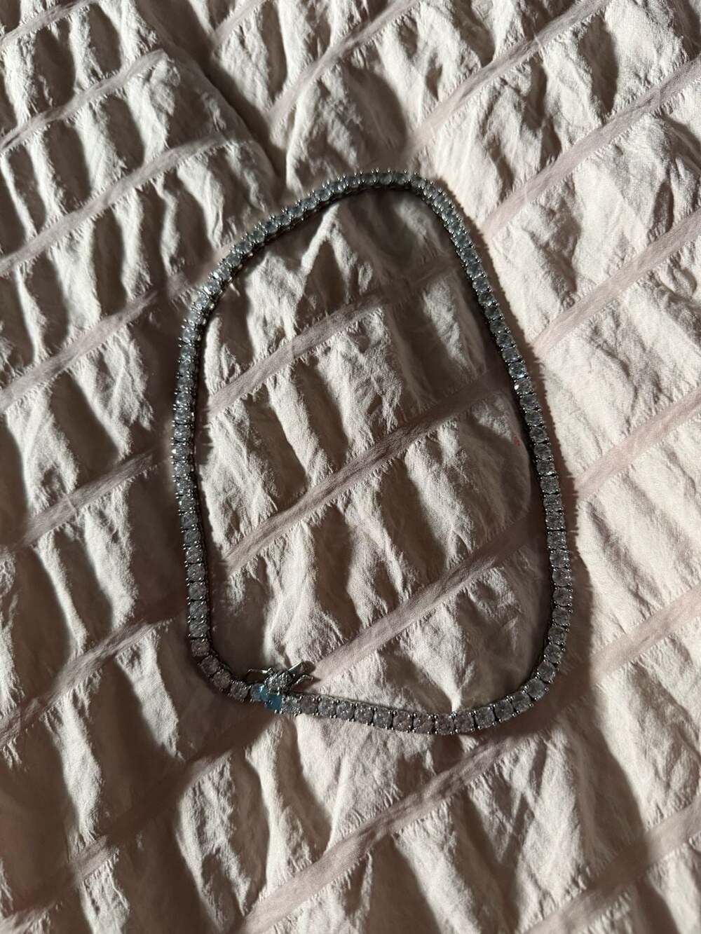 GLD BRAND Silver Tone Cubic Zirconia Tennis Necklace